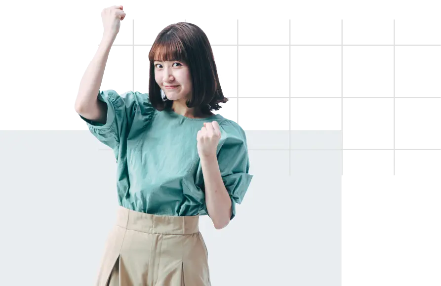 女性のガッツポーズ