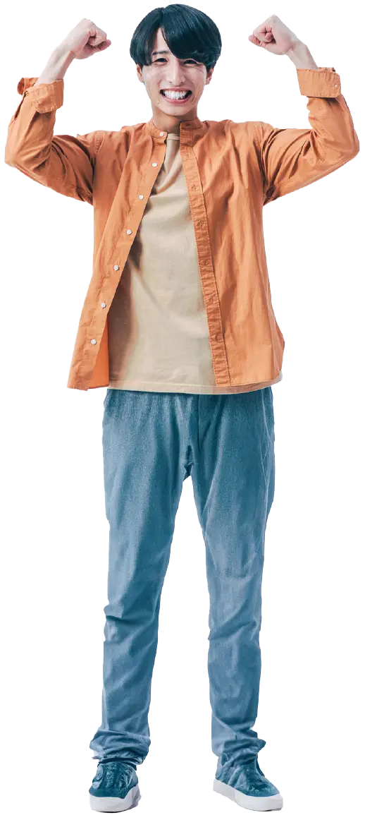 男性のガッツポーズ